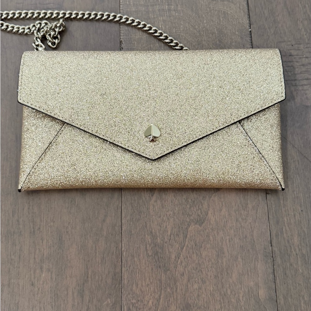 Kate Spade Chain Clutch Gold Glitter